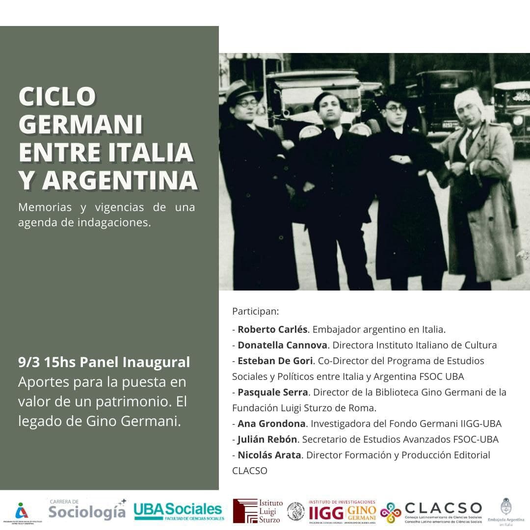Ciclo Germani entre Italia y Argentina. Memorias y vigencias de una agenda de indagaciones.